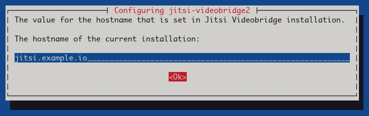 Окно настройки домена Jitsi