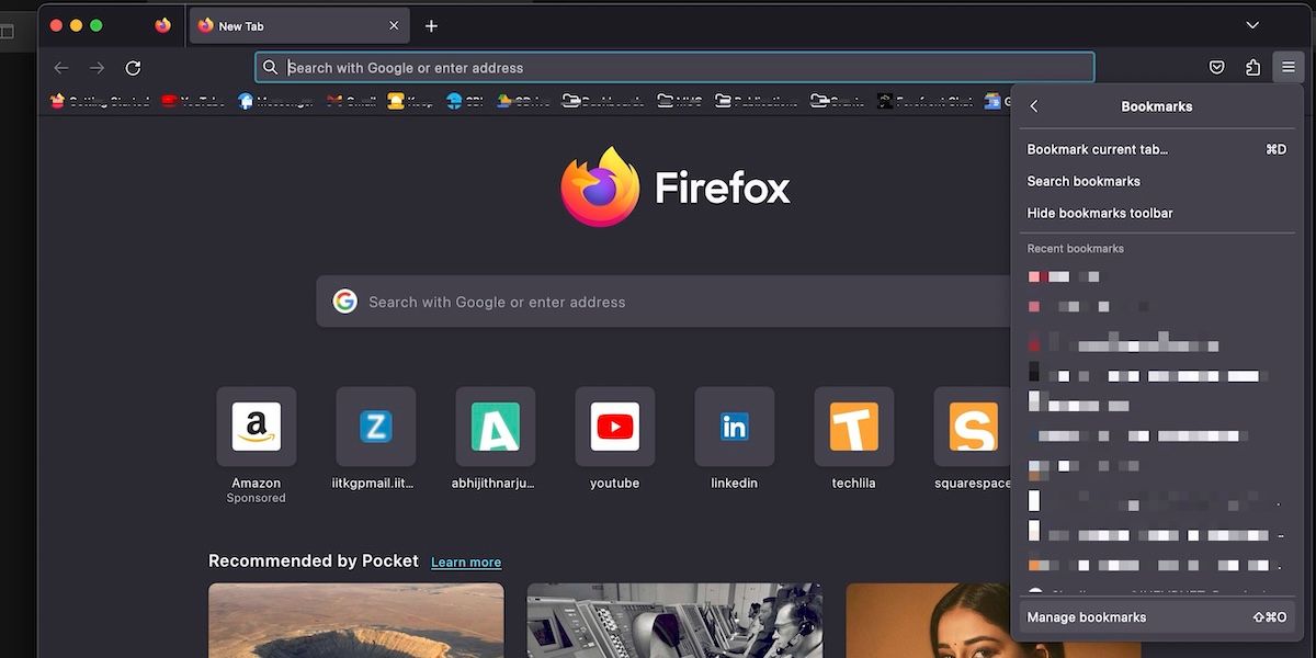 Подменю закладок в настройках Firefox