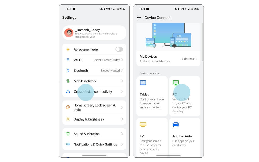 cross device intergration features on oneplus
