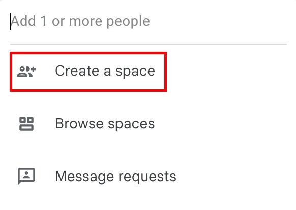 Окно Create a space — поле для имени и описания