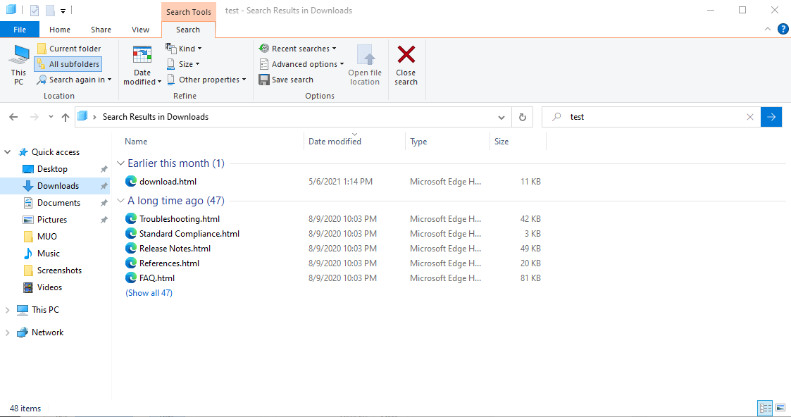 поиск файлов по дате изменения в Проводнике