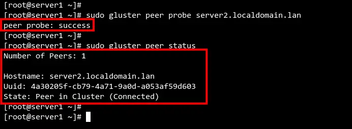 Проверка состояния пиров GlusterFS