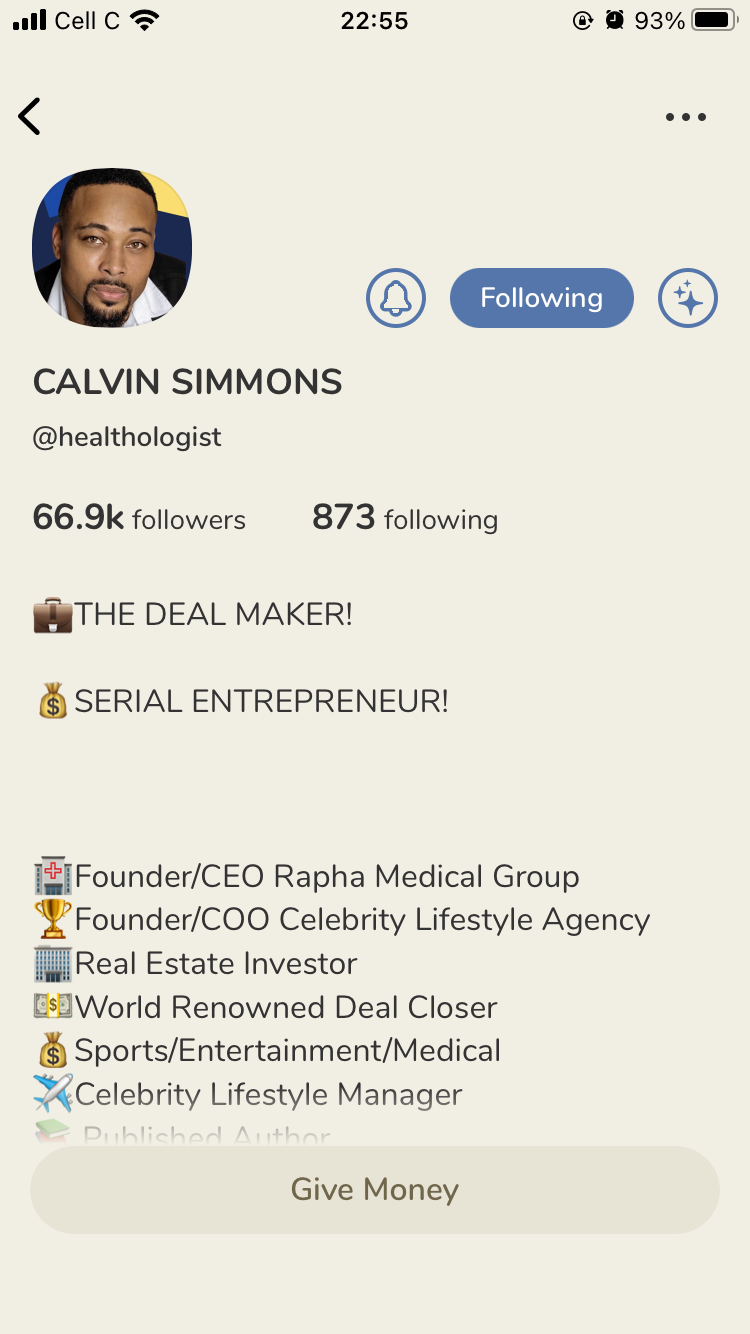 Интерфейс платежей Clubhouse — экран 1