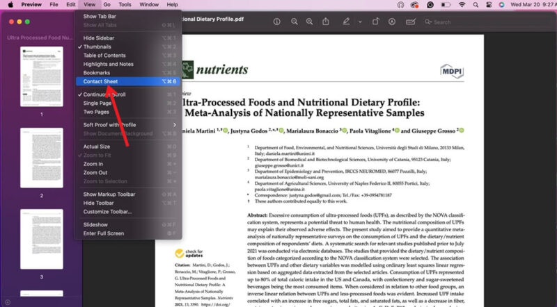 Контактный лист в Preview на Mac