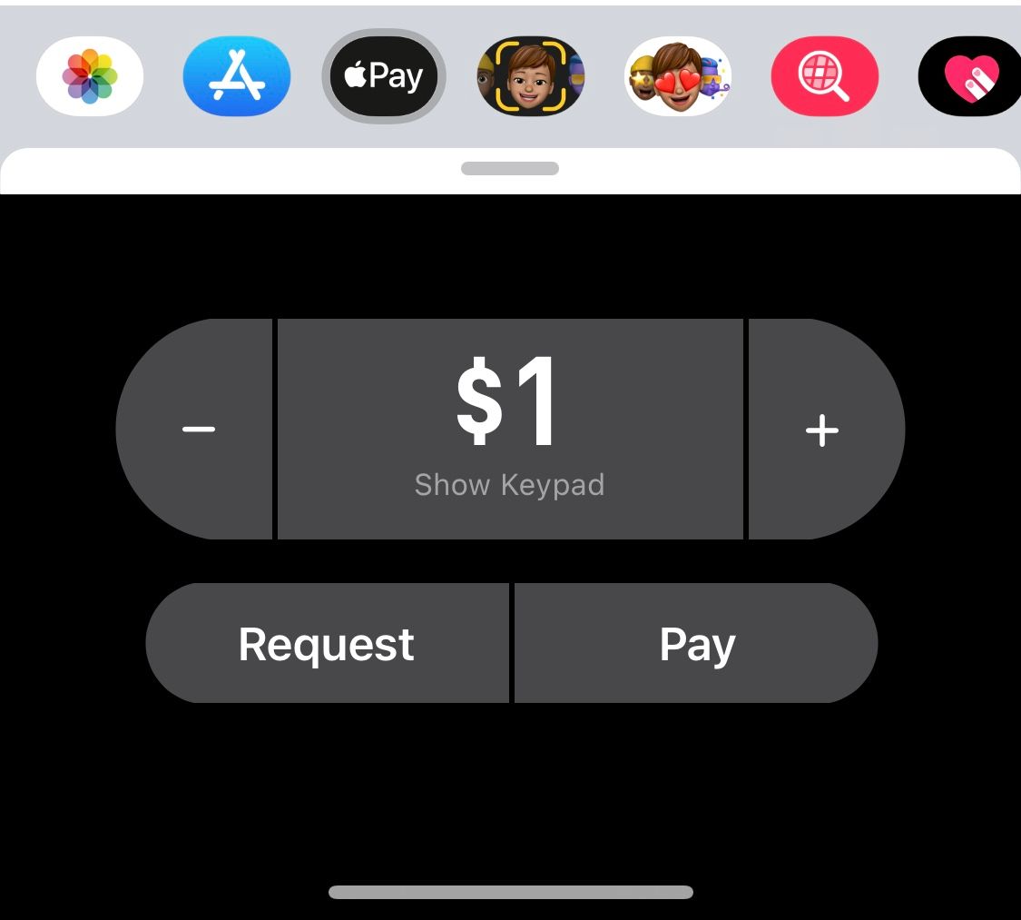 интерфейс отправки платежа в iMessage