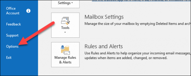 Команда 'Параметры' в панели 'Файл'