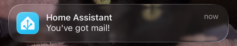 Приложение Home Assistant на iOS показывает уведомление о почте