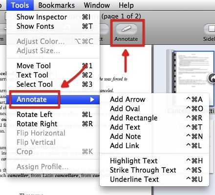 Иконка инструмента аннотации в обзоре