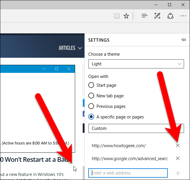 Список добавленных URL в Microsoft Edge