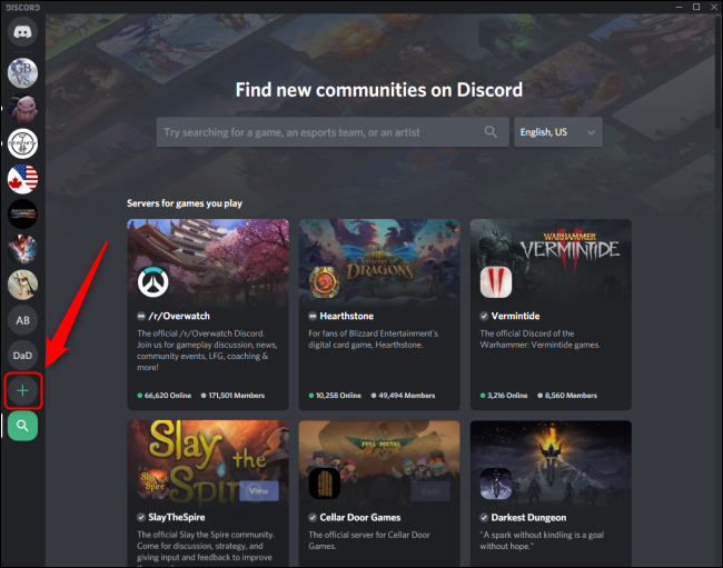 Меню присоединения по ссылке в Discord