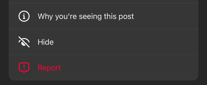 Скрытие публикации в Instagram