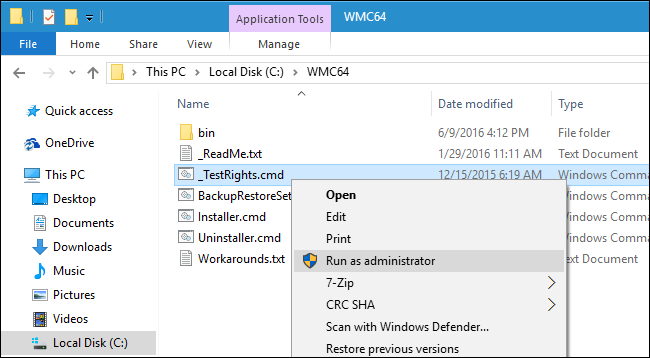Запуск _TestRights.cmd для проверки прав