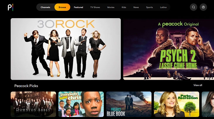 Переход между приложением Peacock и сайтом