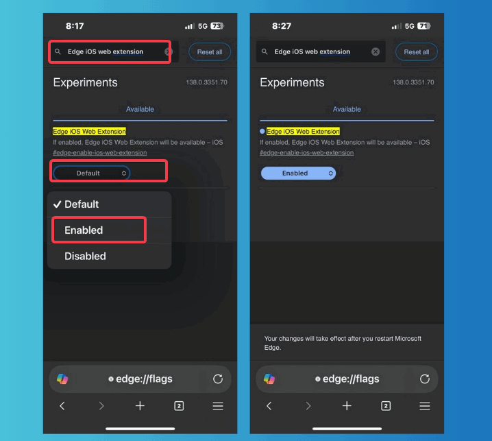 Select Enable Ios Web Extension