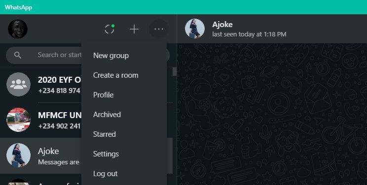 Три горизонтальные точки на странице чатов в веб‑версии