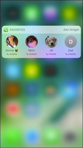 FaceTime список избранных для 3D Touch