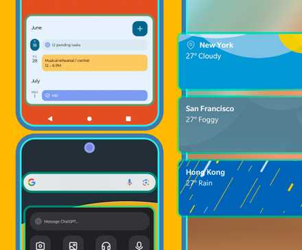 Phone screens with some widgets.
