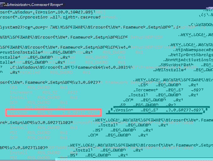 Командная строка: reg query для .NET Framework