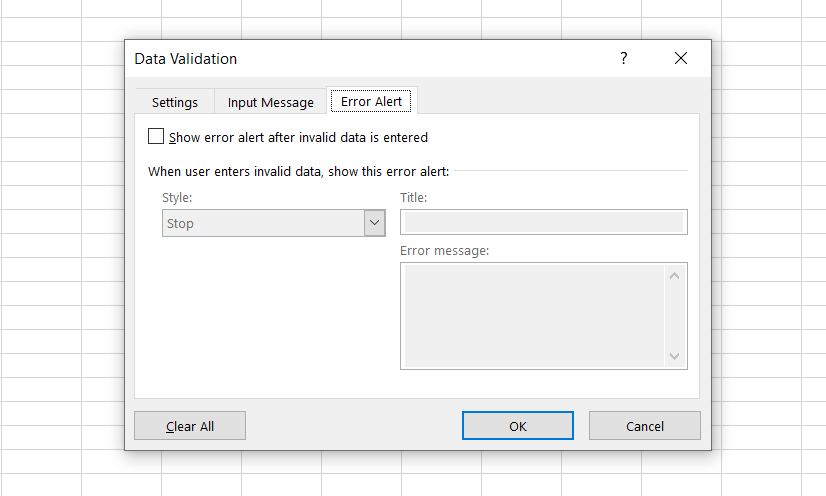 Три типа предупреждений об ошибках в проверке данных