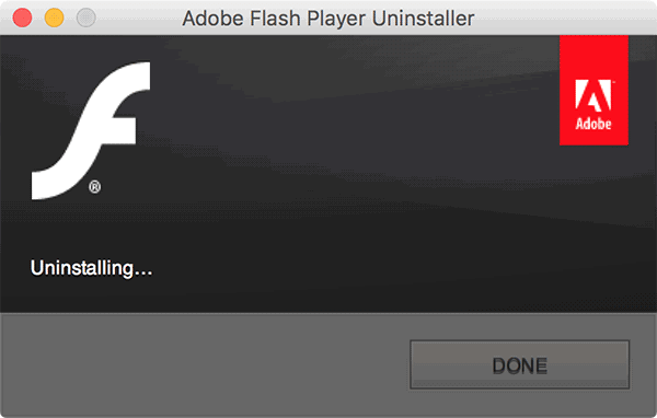 Barra di avanzamento che indica la rimozione in corso di Adobe Flash