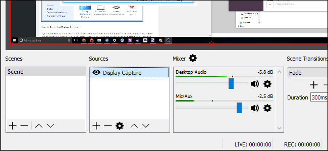 Предпросмотр рабочего стола в OBS