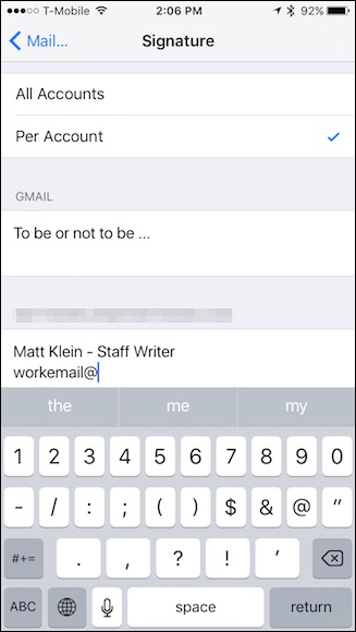 Пример рабочей и личной подписи в почте