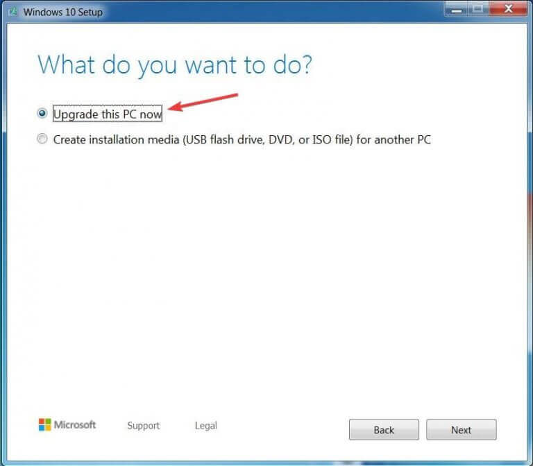 Опция «Upgrade this PC now» в Media Creation Tool