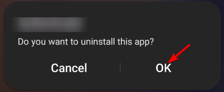 скриншот: подтверждение удаления приложения