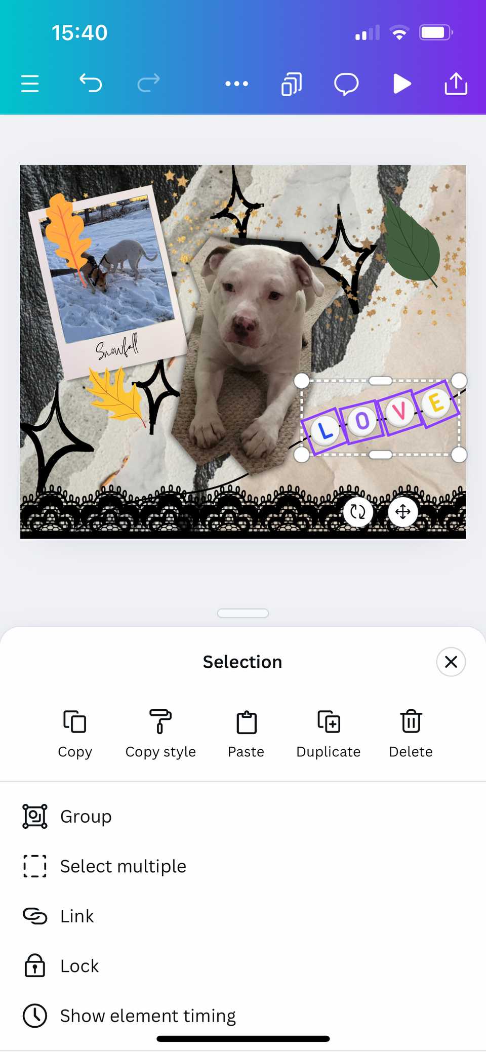 Иллюстрация группирования в приложении