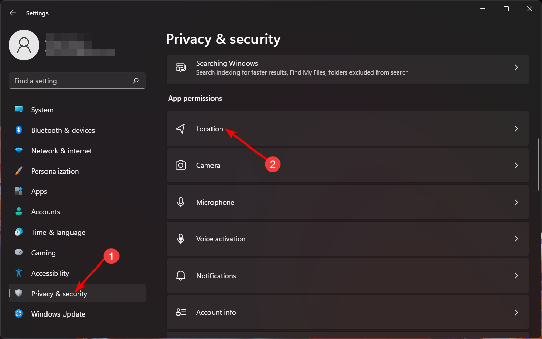 Параметры местоположения в Windows 11