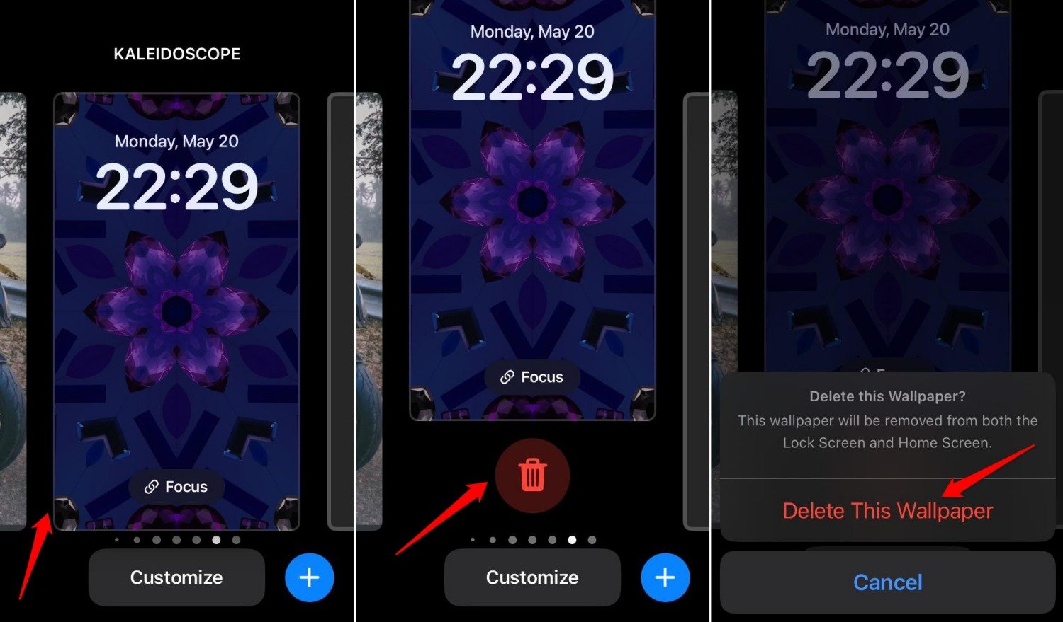 delete lockscreen wallpaper on iPhone