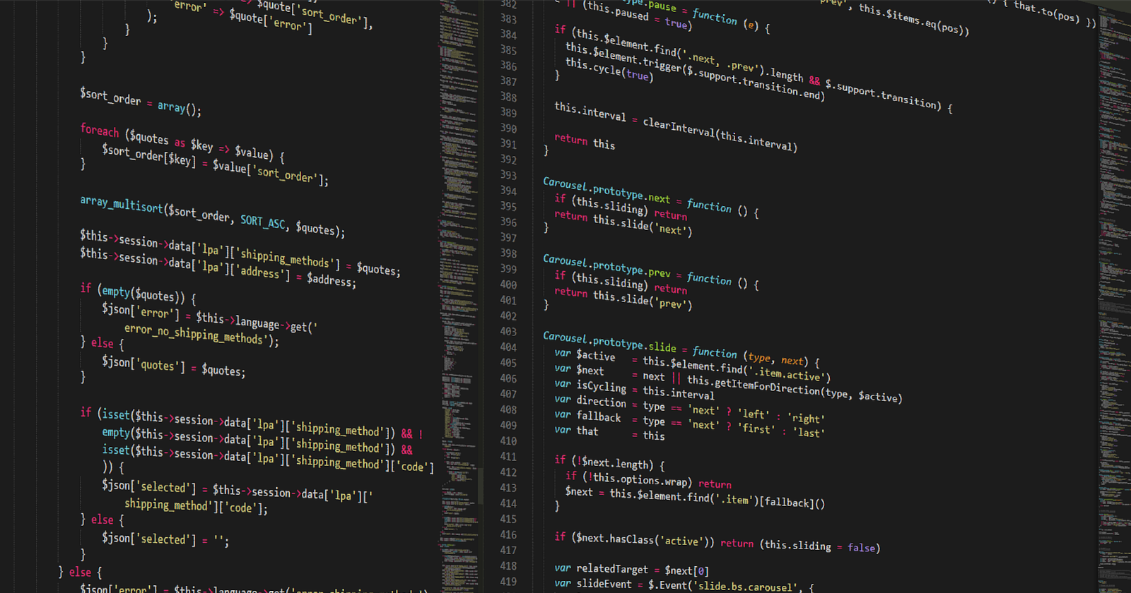 Редактор кода с фрагментами JavaScript
