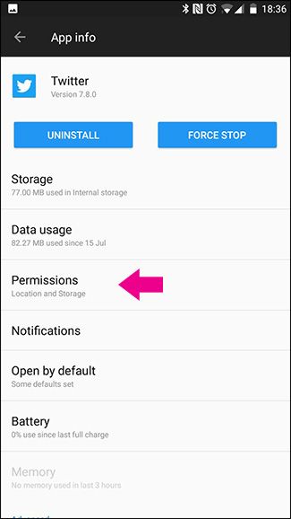 Экраны разрешений приложений — пример выбора разрешений у Twitter