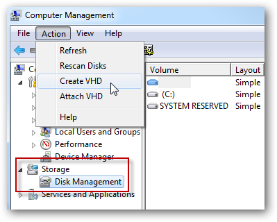 Резервное копирование в VHD в Windows 7