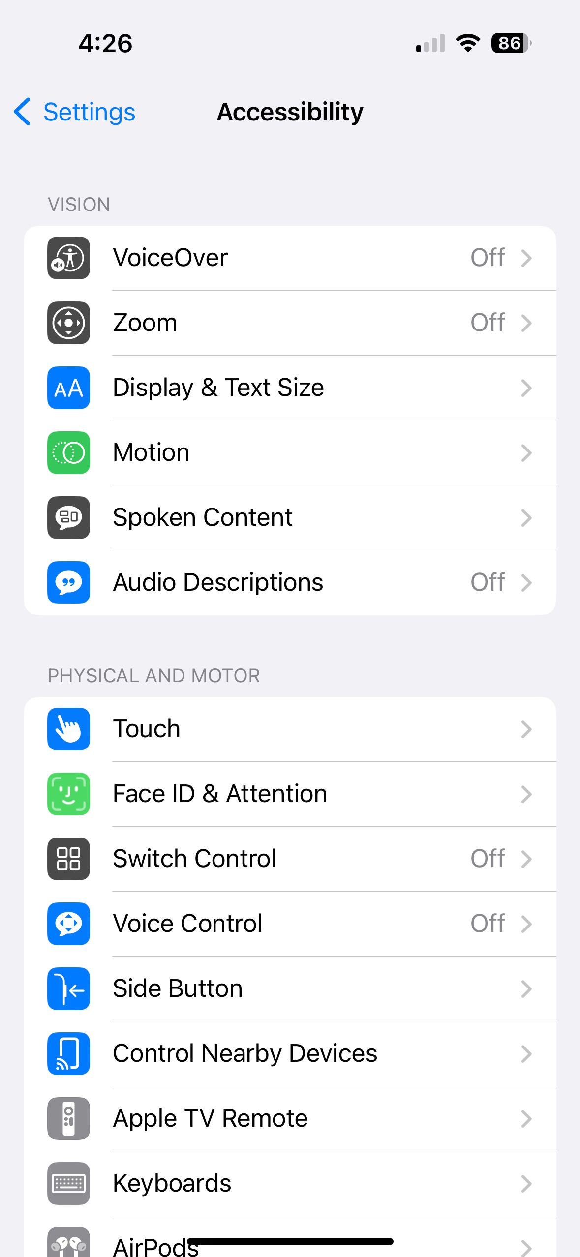 Опции «Озвучивание» на iPhone