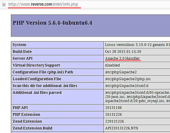 Apache работает на порту 8080