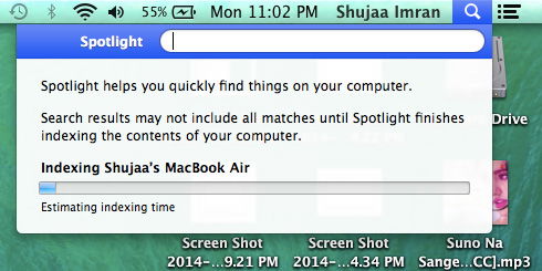 Индикатор переиндексации Spotlight