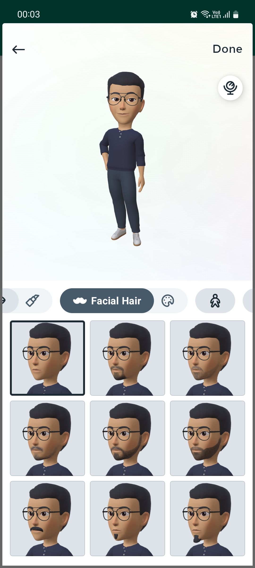 Экран настройки аватара в WhatsApp