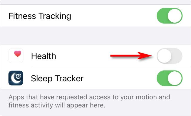 Переключатель напротив «Здоровье» выключен