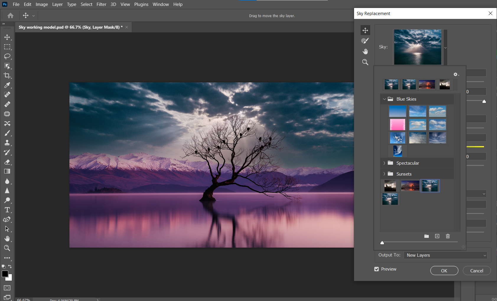 Открыть список файлов неба через стрелку в миниатюре