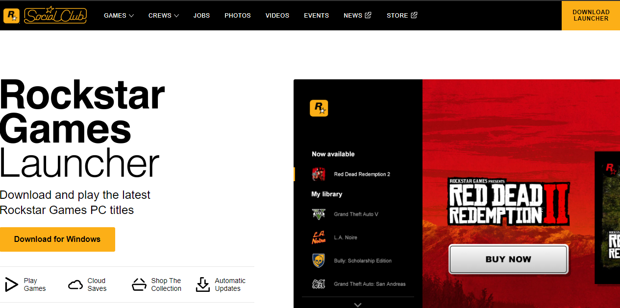 Страница загрузки Rockstar Games Launcher в браузере