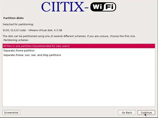 Выбор схемы разметки — все файлы в одном разделе