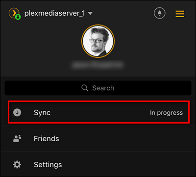 Раздел «Sync» в мобильном приложении Plex — список активных и запланированных синков