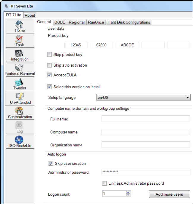 Конфигурация unattended в RT Se7en Lite