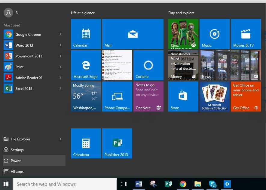 start menu open emails won't sync