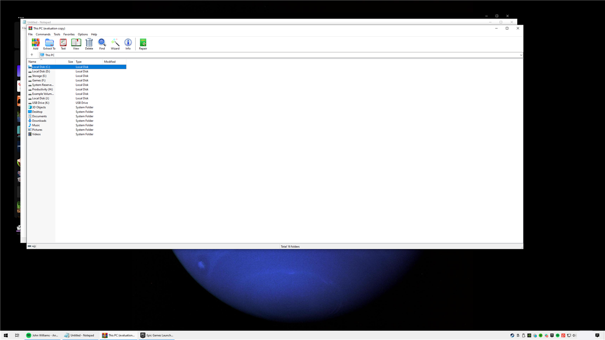 Каскадированные окна в Windows 10. 