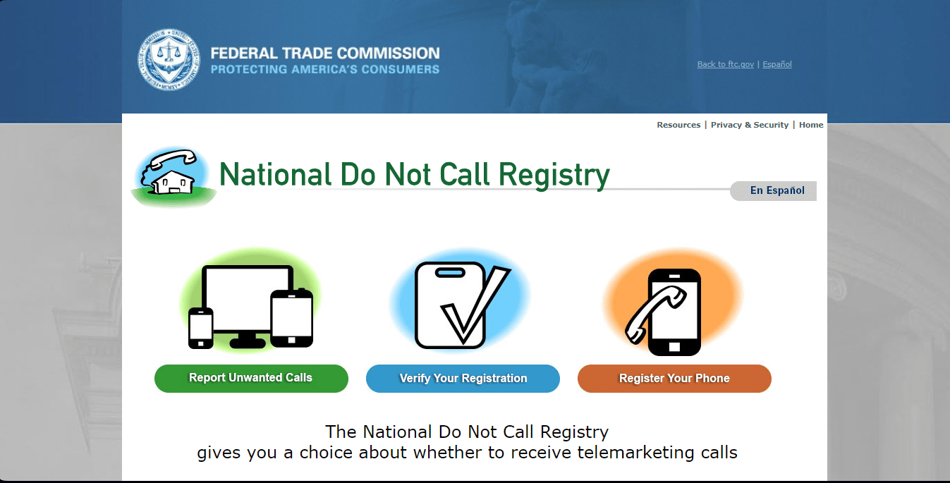 Иллюстрация: регистрация номера в реестре «Не звонить»