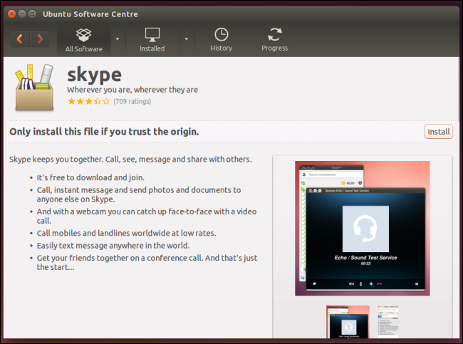 Установка .deb файла через графический установщик на Ubuntu