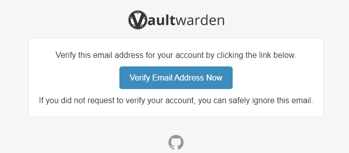 Письмо подтверждения Vaultwarden
