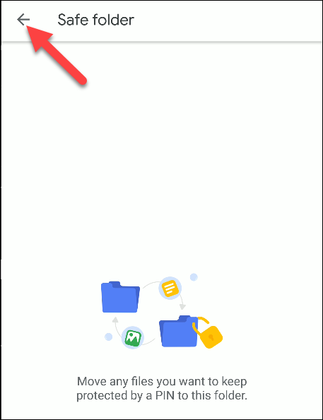 Пустая Safe Folder в Files by Google после первичной настройки